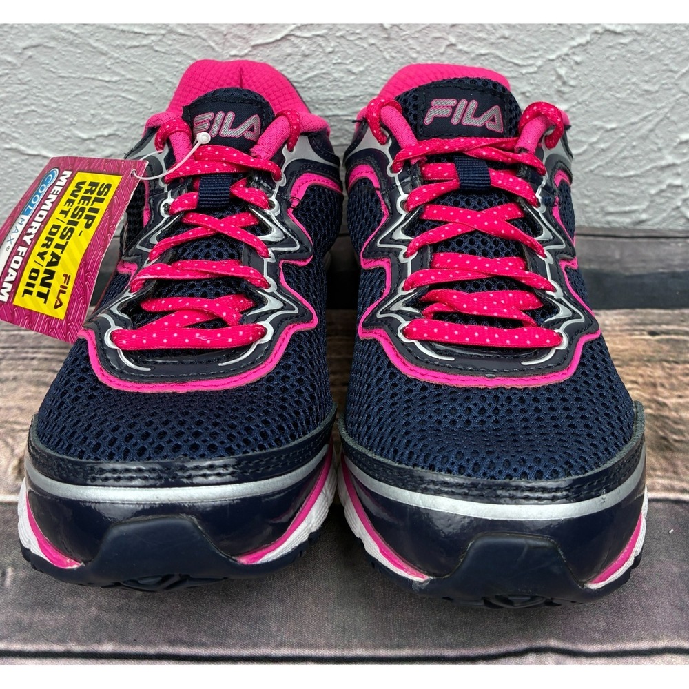 FILA Memory Foam Womens Running Shoes Size 6 Navy Pink Athletic Sneakers 5SK6013